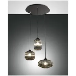Fabas Luce NORDAL Pendelleuchte E27 3x40W schwarz/grau transparent