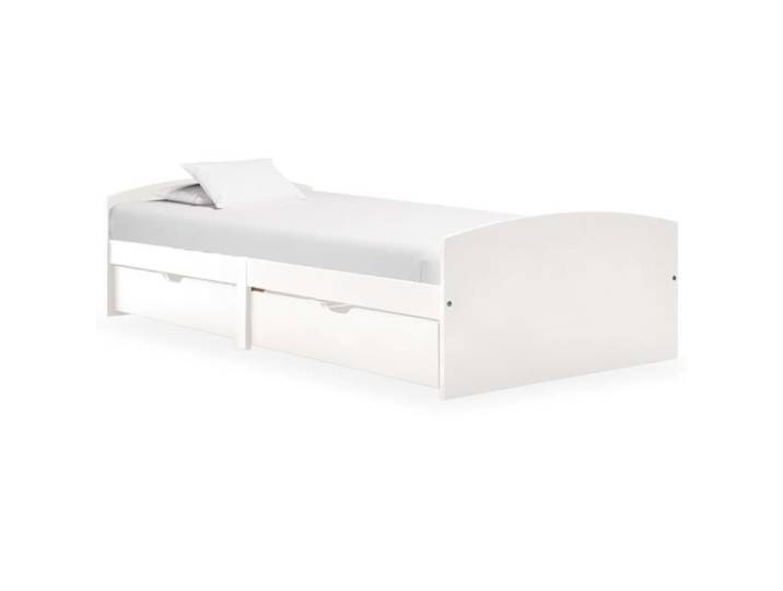 CEN Cadre de lit avec 2 tiroirs Blanc Bois de pin massif 90x200 cm - HB10426