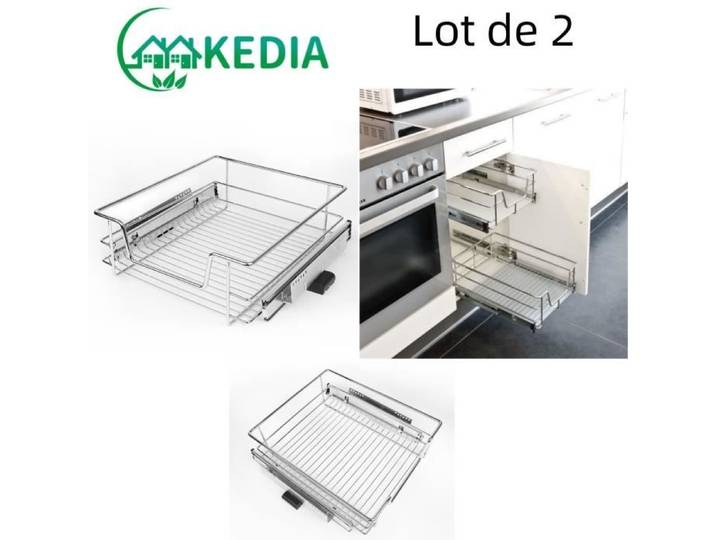 Tiroir coulissant cuisine pour placard - KEDIA - 34*14*41cm - Chromé