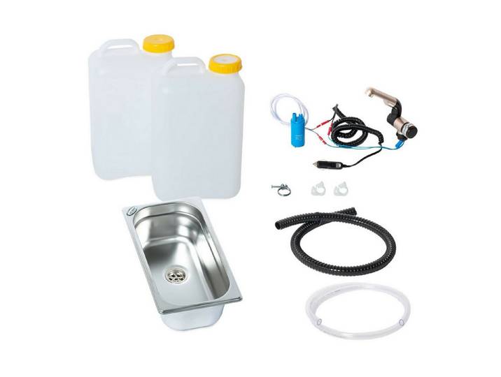ad-ideen Waschbecken 12V Camping Spüle Bausatz 325x176x100mm 19L Vito T5
