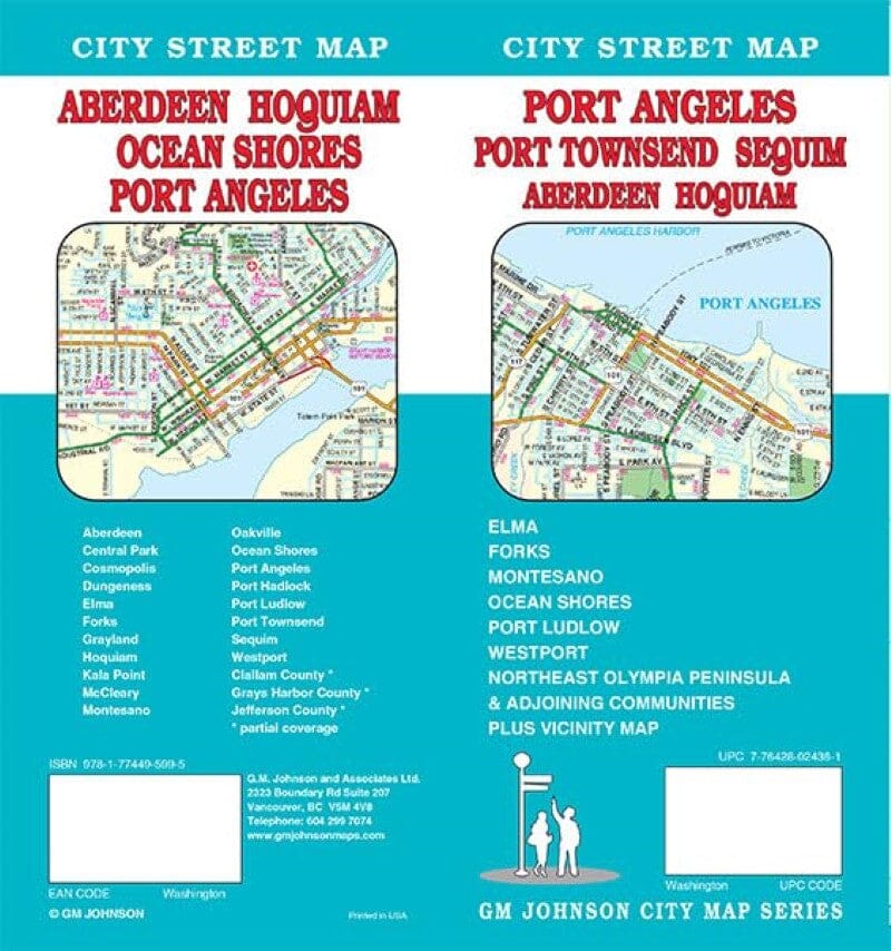Plan des rues - Port Angeles, Port Townsend, Sequim, Aberdeen et Hoquiam (Washington)   GM Johnson