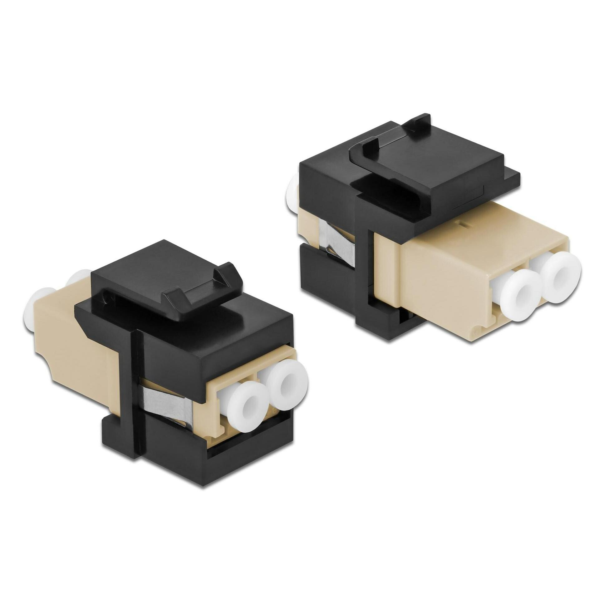 Delock Keystone Modul LC Duplex Buchse zu LC Duplex Buchse beige / schwarz (Keystone Modul) (86719)