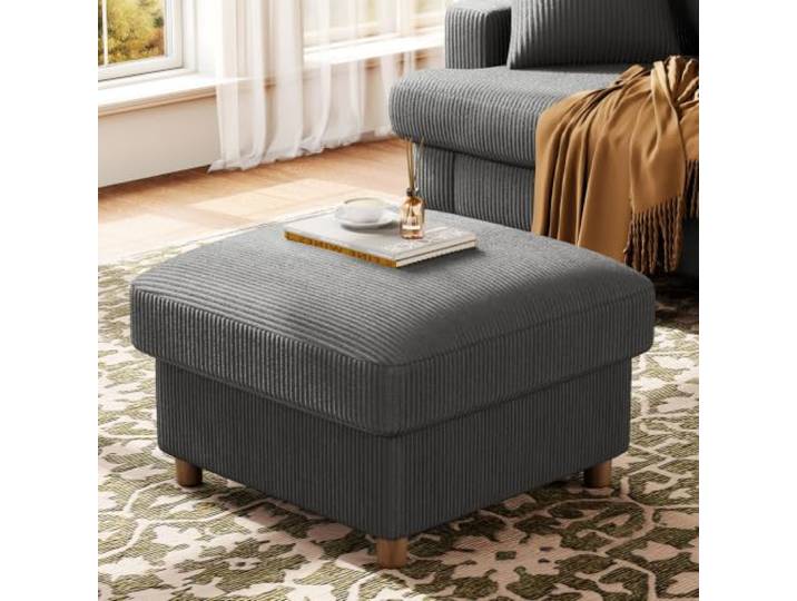 Kidirect Cord Sofa 1 Sitzer, 64CM Couch für Wohnzimmer Sofa, Sofa Klein Big Hocker mit Stauraum für Kidirect Cord Sofa, Grau