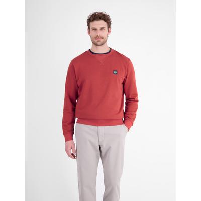 Sweatshirt LERROS, Herren, Gr. 3XL, rot (muted rot), Sweatware, Obermaterial: 50% Baumwolle, 50% Polyester, normal hüftbedeckend, Rundhals, Bündchen, Sweatshirts Sweatshirt, mit Logo-Badge