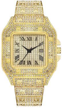 Fusion Finds Luxury Gold Watch With Rhinestone Bracelet Unisex Fashion Quartz Diamond Watch gold