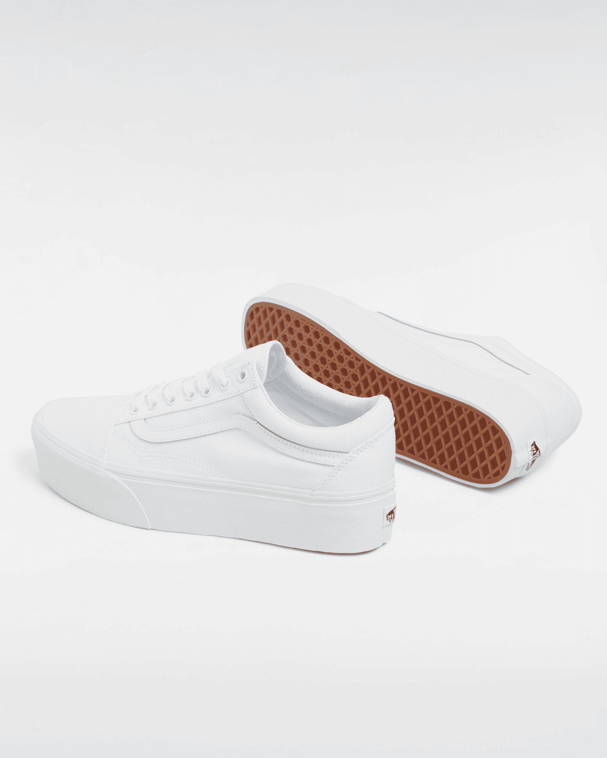 Plateausneaker VANS "Old Skool Stackform", Damen, Gr. 40, weiss (w00, true weiß), Textil, Schuhe Plateausneaker w00, true weiß 40
