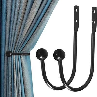 Inspired Finds Wall Mounted Curtain Holdbacks Hook Set For Drapes & Sheers 2pcs