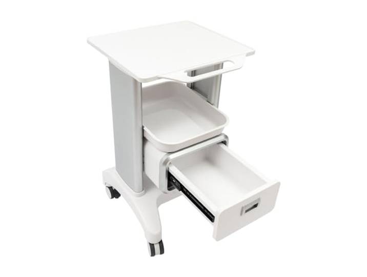 Medizinwagen aus ABS mit 1 Schublade und 2 Ablagen, 100 kg Tragkraft, 4 Universalrollen (2 mit Bremse), 76 cm hoch – fahrbarer Labor- und Servierwagen für Klinik, Praxis, Salon und Unterricht