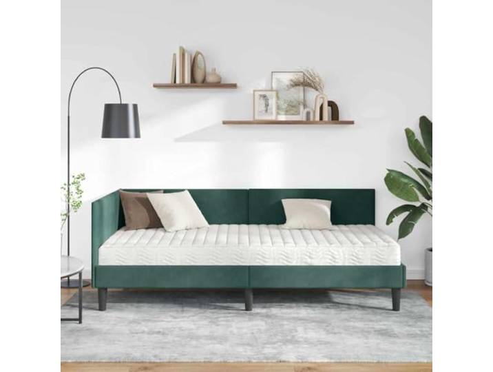 KTHLBRH Eckbett Samt mit grüner Matratze 2 Stück Rechteckige Plattform, modernes Design, geeignet für moderne Räume
