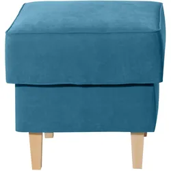 HOCKER Karlen Bezug Veloursstoff Buche natur / petrol
