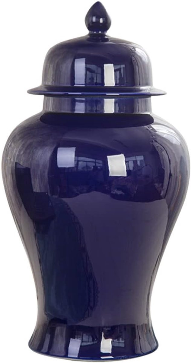 Handgeschilderde blauwe keramische gemberpot - Porseleinen vaas voor woonkamer decoratie