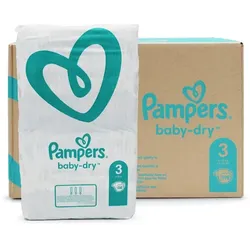 Babywindeln Pampers Baby Dry Größe 3 Midi 6-10 kg 198 Stück Maxipack, für bis zu 100 % Auslaufschutz die ganze Nacht