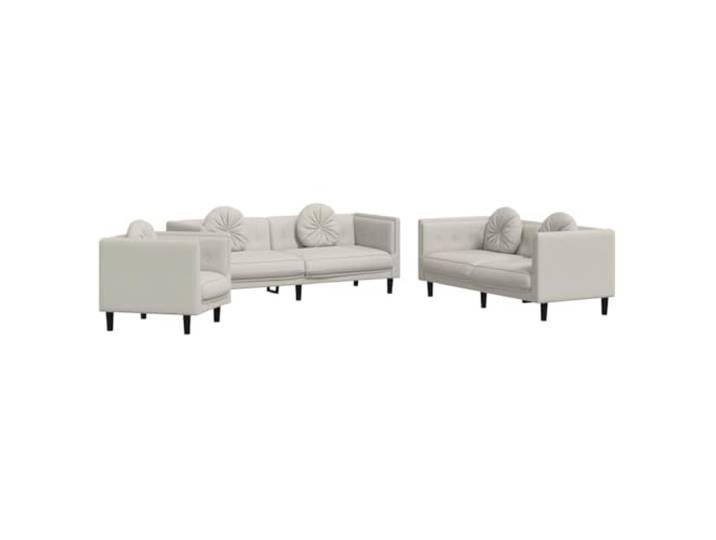 vidaXL 3-TLG. Sofagarnitur mit Kissen Creme Samt