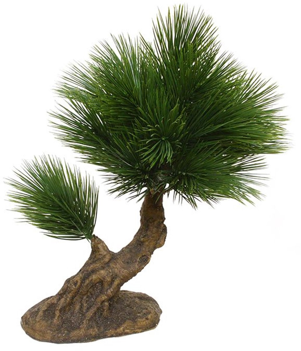 Pinus mini kunstbonsai op voet, 35 cm