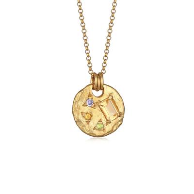 Kette mit Anhänger HAZE & GLORY "Halskette Münze Iolith Granat - Jagger 925 Silber" Gr. 45, gold, Halsketten, Damen, ohne Stein, Silber 925 (Sterlingsilber)