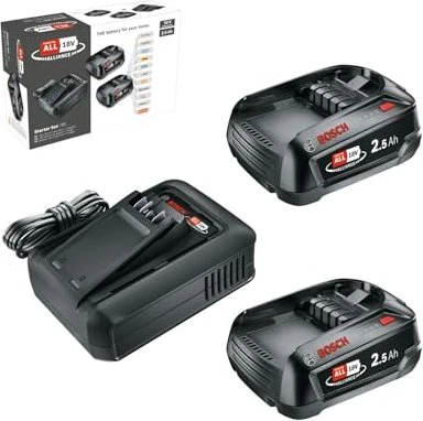 BOSCH 2 × Akku 2,5 Ah 18 V + Ladegerät AL 18V-44 1.600. A03.1T5