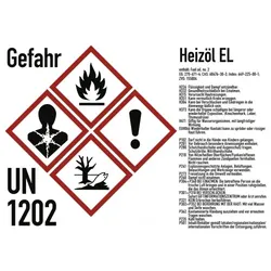 Gefahrstoffkennzeichnung Heizöl nach GHS, Folie, 105x74 mm, Idx 2019
