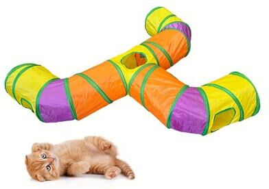 Inspired Finds Rolling Dragon 3 Way Cat Tunnel Adventure Toy With Interactive Play Paths multicolor