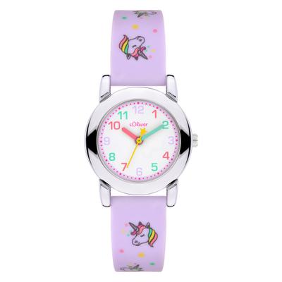 Quarzuhr S.OLIVER "The Joy Time", lila, Armbanduhren, Kinder, Quarzuhr, Armbanduhr, Silikonarmband, Kinderuhr, Mädchen, analog