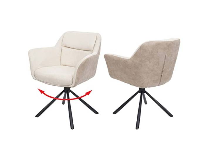 Mendler 2er-Set Esszimmerstuhl HWC-K33 Stoff - Kunstleder, Creme
