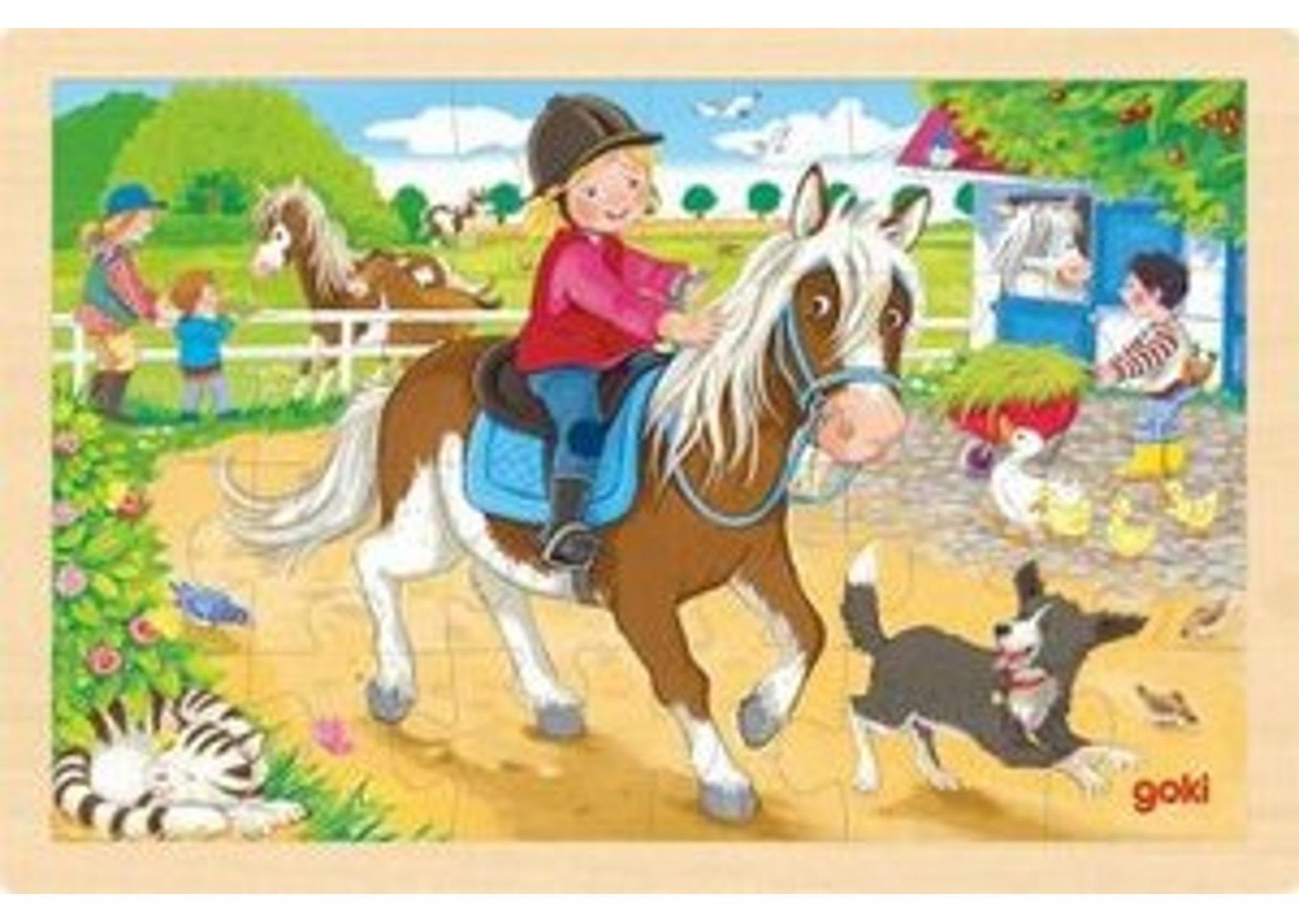 Goki Puzzel met afbeelding van een paardenboerderij, 30 x 20 x 0,8 cm
