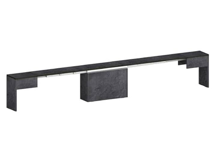 möbelando Essbank >Pachino< Ausziehbank 2er-Set, aus melaminharzbeschichteter Spanplatte, in Schiefer, platzsparend als Beistelltisch verwendbar - 66/290x45x25cm (BxHxT), Made in Italy