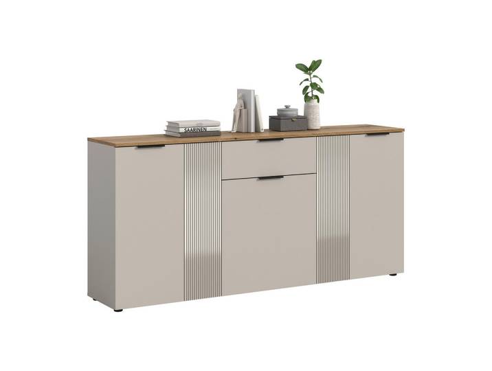 Mid.you Sideboard, Natur, Kaschmir, Kunststoff, 5 Fächer, 1 Schublade(n) Schubladen, 180x86x38 cm, stehend, Wohnzimmer, Kommoden & Sideboards, Sideboards