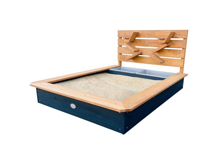 Sandkasten, Anthrazit, Braun, Holz, Hemlocktanne, 114.5x58.5x91.5 cm, unisex, FSC 100%, hoher Rand, Sitzfläche, Freizeit & Co, Outdoor-Spielzeug, Sandkasten