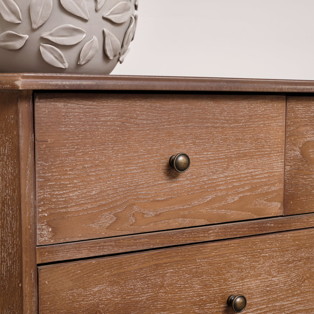 7 Drawer Dark Wood Chest of Drawers - Ashwell Range Wood, Metal
