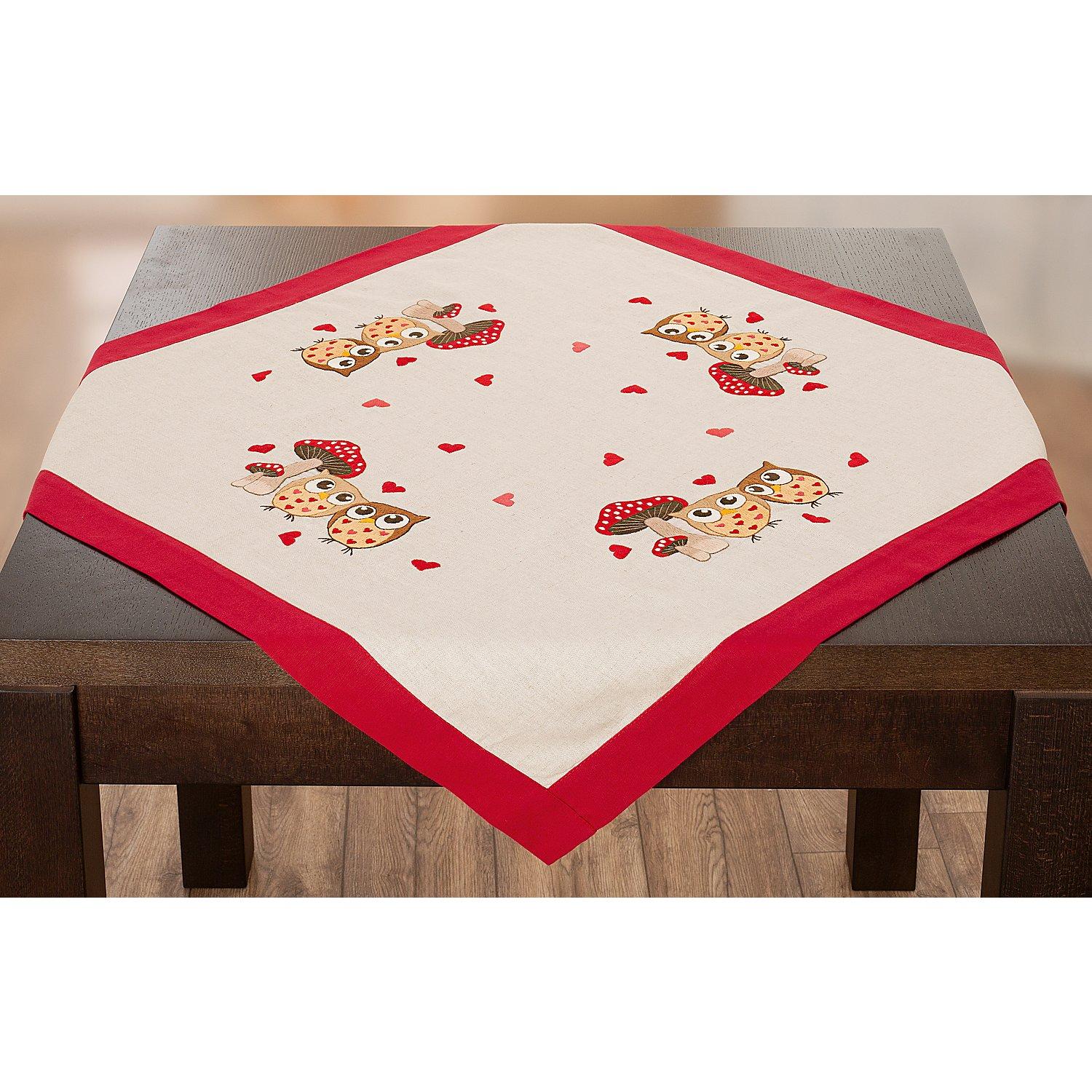 Stickmitteldecke "2 Eulen"