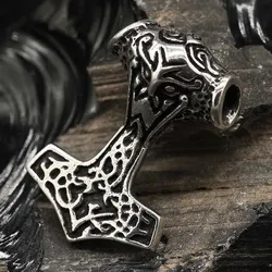 Drachensilber Thor Hammer massiv 925 Silber Schmuck Anhänger - Silber