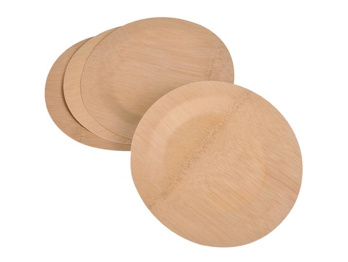 Bambus Einwegteller 4er-Set, rund, flach, Ø 18 cm