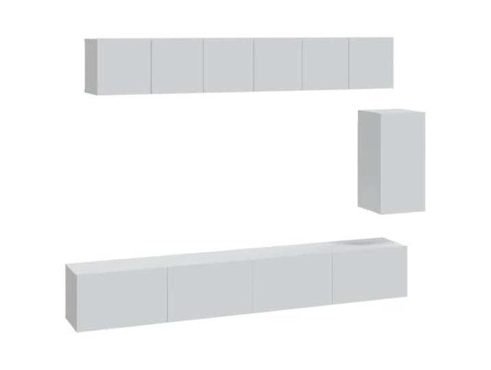 GHVBNMF 6-tlg. TV-Schrank Set Wandmontage Weiß aus Holzwerkstoff Flexibles TV-Möbel Set für Wohnzimmer & Schlafzimmer: 6 Schränke zur Wandmontage bieten reichlich Stauraum in Weiß.