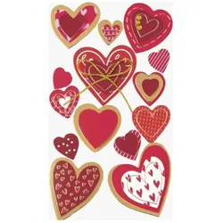 6x Heyda, Sticker, Sticker-Etikett Herzen 2 rot 15 Stück bunt (15 Sticker)