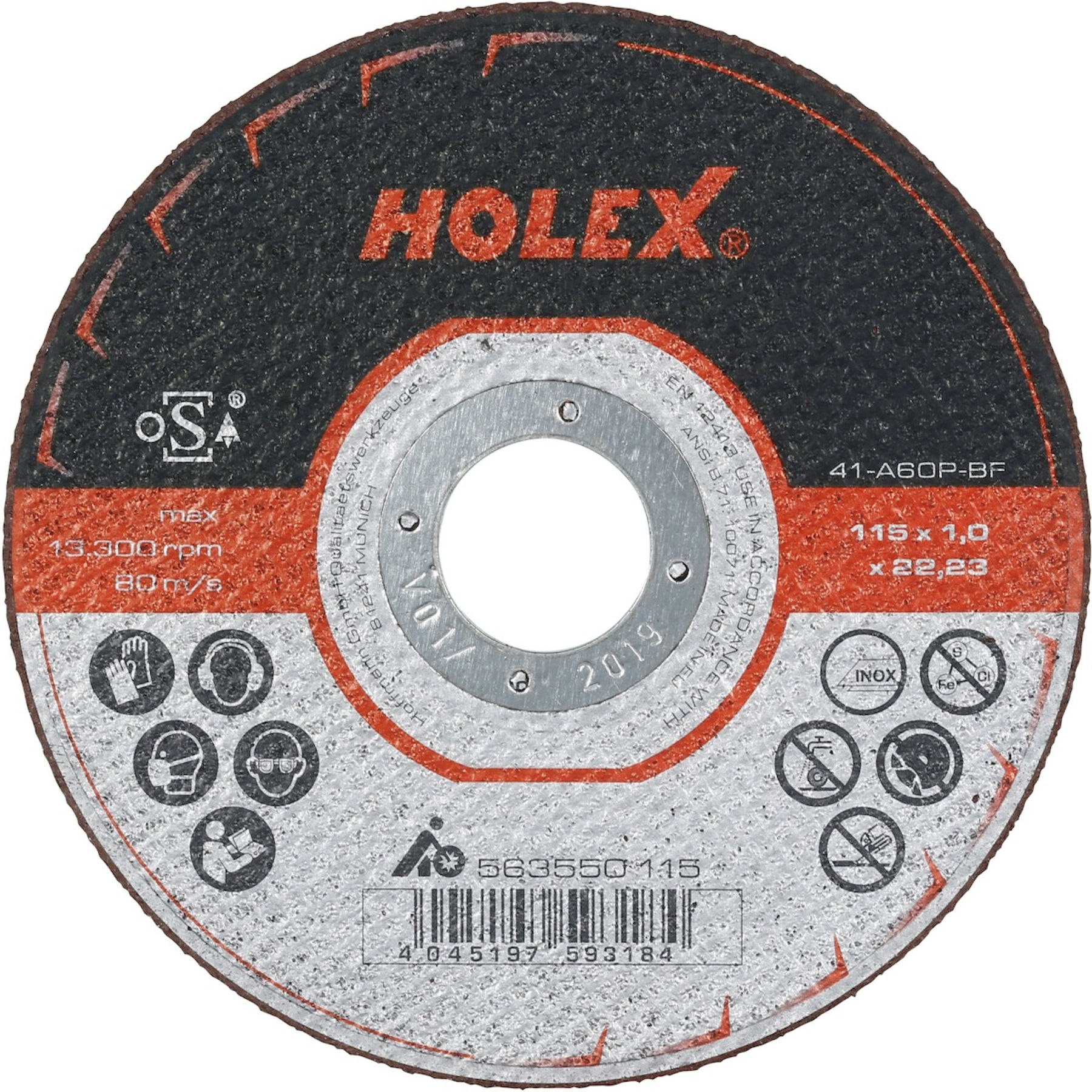 HOLEX Trennscheibe extra schmal Ø115mm aus Korund/Siliziumkarbid mit Bohrung Ø22,23mm für Trennen von Metall/Kunststoff, 563550 115)