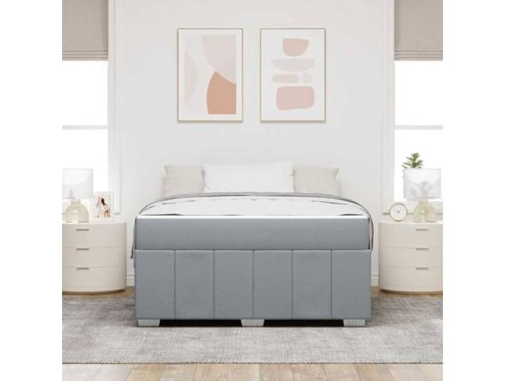 KTHLBRH Bett Stoff Hellgrau 160 x 200 cm mit Matratze King Lattenrost inklusive, Struktur aus Holz, Unterstützung 280 kg, einfache Montage