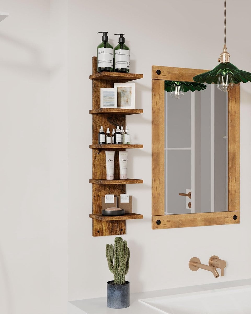 Merkloze 5-laagse verticale wandplank voor thuis en kantoor, drijvende wandplank en decoratief rek