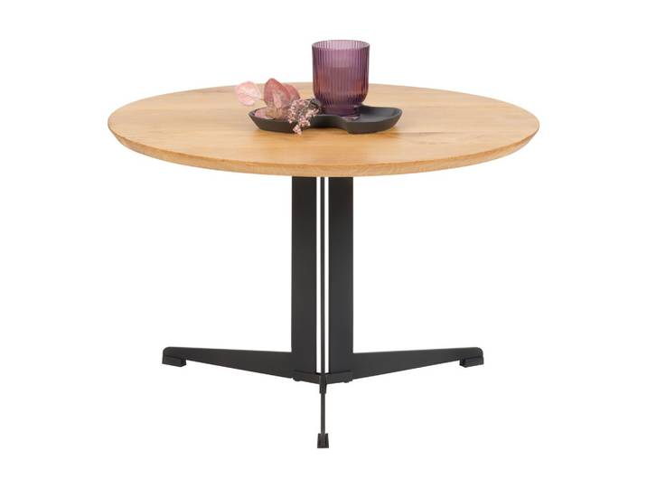 Couchtisch 75/50 cm rund Naturfarben Holz, Metall