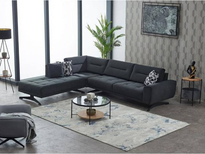 JVmoebel Ecksofa Graues Polstersofa in L-Form mit hochwertiger Verarbeitung, Made in Europa