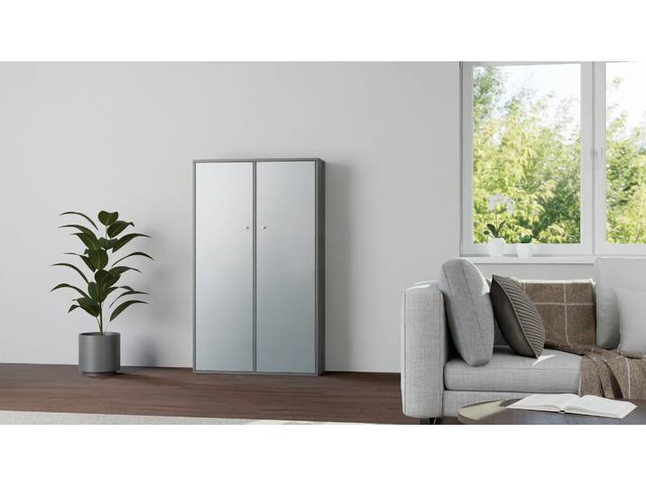 Klassische Vitrine nach Maß - Regal mit Glastüren Premium Dekore Basaltgrau