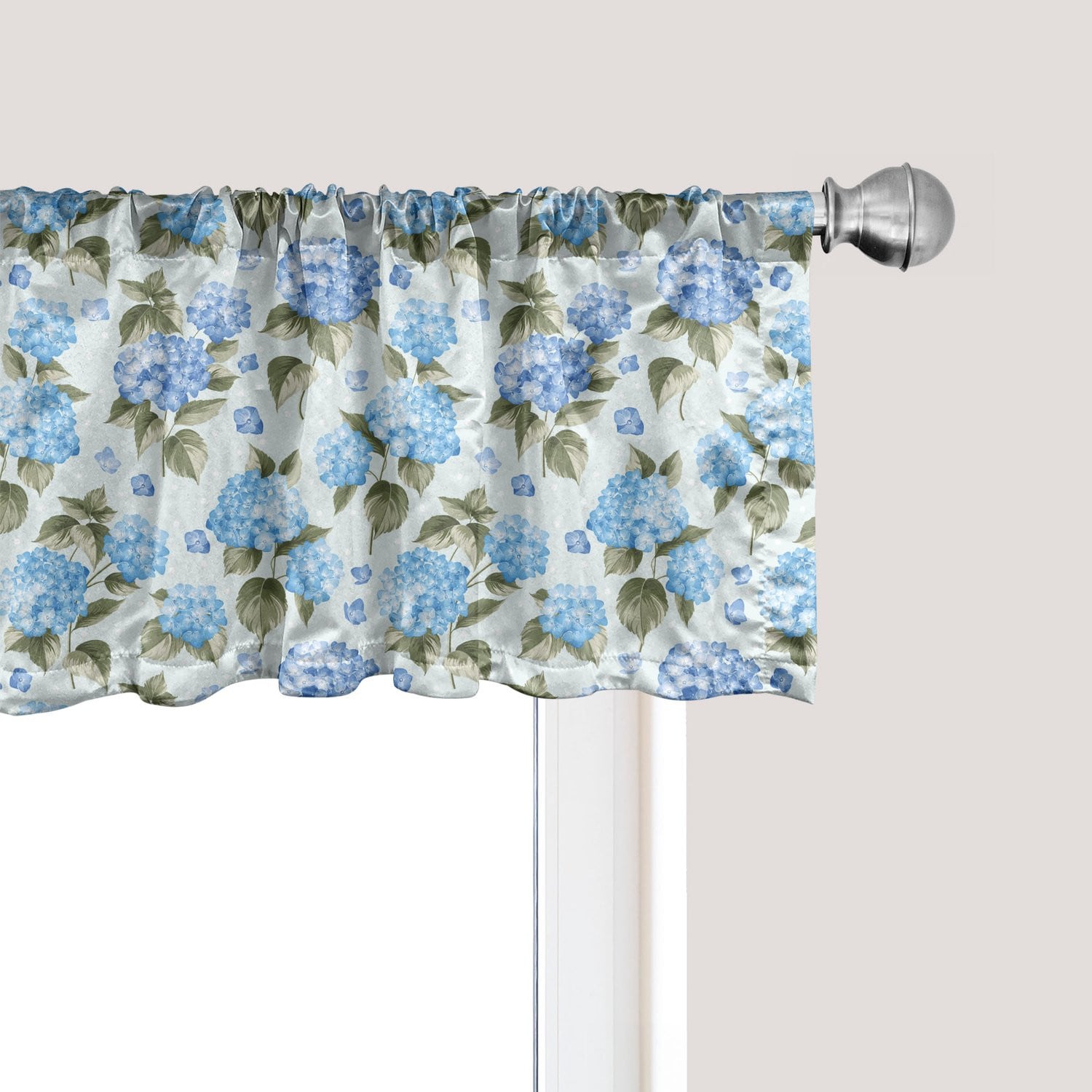 ABAKUHAUS Set van 2 Gordijnvalletjes met Hortensia Bloemenontwerp, Aquagroen, 137 x 45 cm