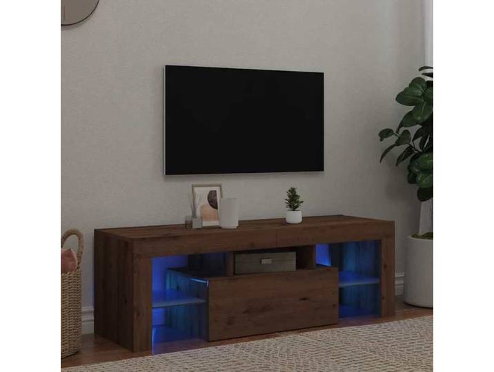 Meuble TV avec lumières LED chêne artisanal bois d'ingénierie support TV meuble multimédia console TV meuble 856302