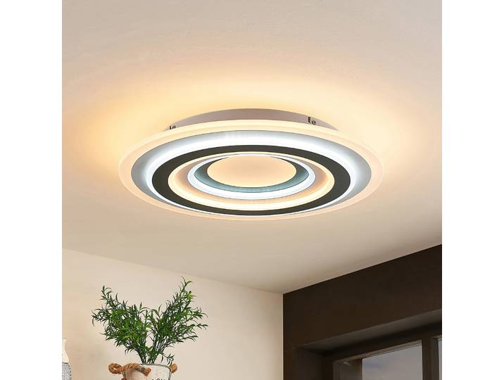 Jazmina LED Plafonnier Anthracite/White - Lindby - Salon / séjour - Moderne - Plastique - Rond