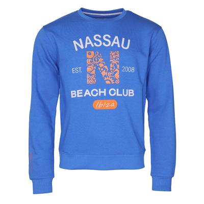Sweater NASSAU BEACH "NB22010", Herren, Gr. 52L, blau (tiefblau), 60% Baumwolle, 40% Polyester, Rundhals, Sweatshirts Sweater