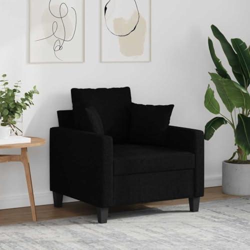 Black Fabric Upholstered Accent Chair with Metal Frame | Features a 23.6-inch wide seat, designed for living rooms, bedrooms, and lounge areas.