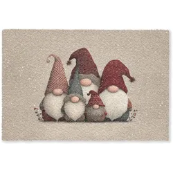 FUSSMATTE Wichtel - Weihnachten - Schnee - Zipfelmützen Türmatte 120x80 cm