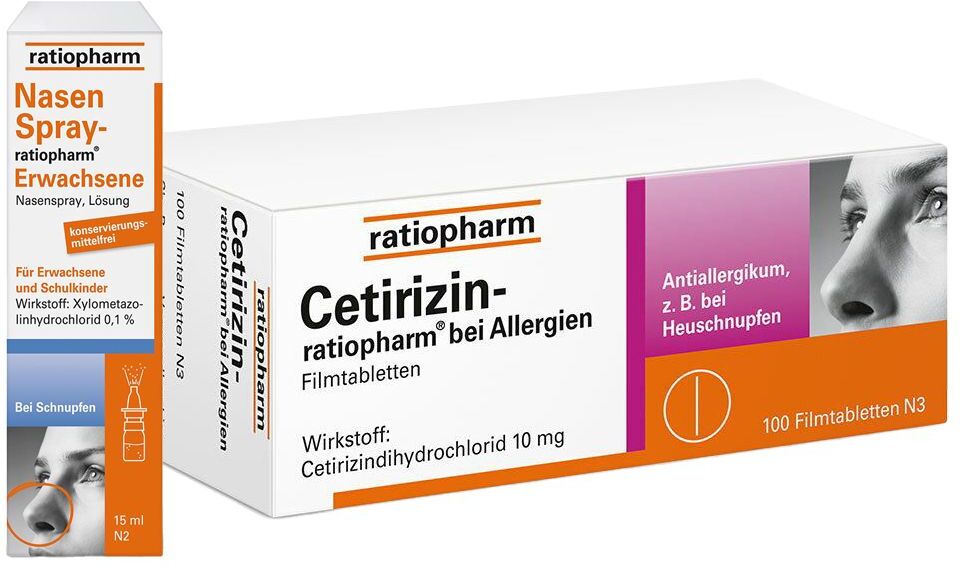 Nasenspray-ratiopharm Erwachsene + Cetirizin ratiopharm 10mg bei Allergien Filmtabletten 1 St Set