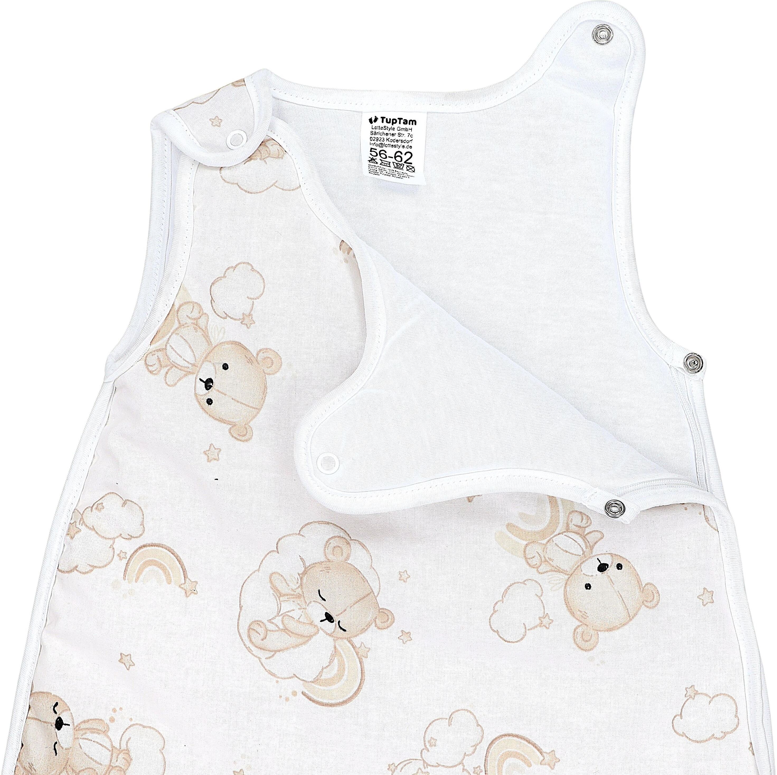 Babyschlafsack TUPTAM "Kugelschlafsack Baby Ganzjahres Schlafsack Wattiert" Gr. 68, blau (bären auf wolken und regenbögen), Schlafsäcke, Baby, L: 74cm, Obermaterial: 100% Baumwolle CO., Babyschlafsack, L:74cm