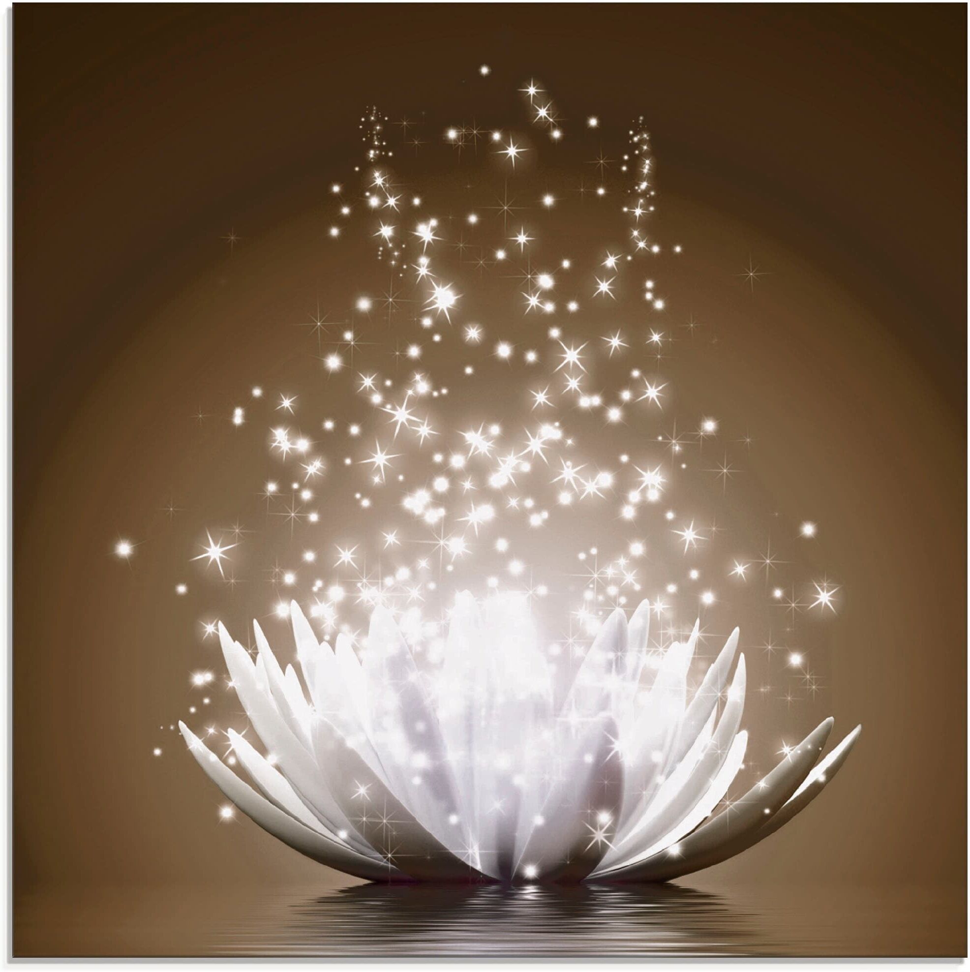 Artland "Magie der Lotus-Blume" Blumen 1 Stk. tlg. farbe bild(er): braun B/H/T: 50cm x 50cm, Glasbild Blumen, 1 Stk.