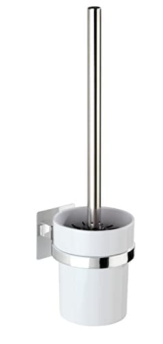 Wenko Turbo-Loc Quadro toiletborstelset met houder in zilver en wit
